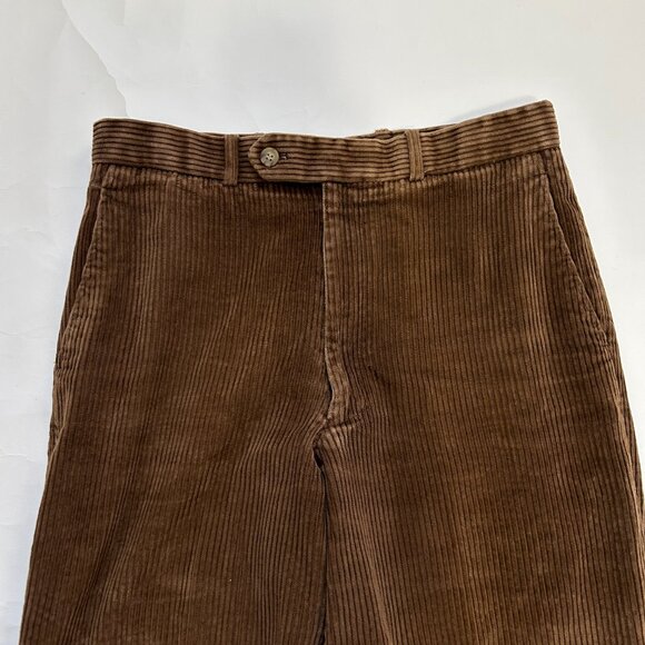 Vtg. Amherst and Brock Mens 33 S Brown Wide Wale Pleated Cuffed Corduroy Pants - Picture 2 of 12